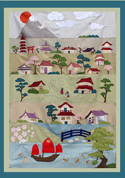 Blossom Hill, Row by Row, Japanese Themed Quilt, Block of the month Quilt. 