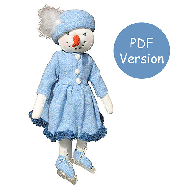 Skatey sue, Snowgirl Character Doll Downloadable Sewing Pattern