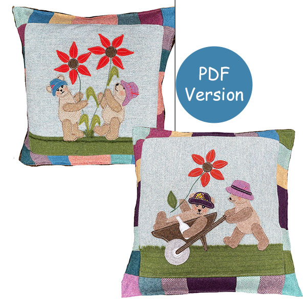 Teddy Cushions, Downloadable Pattern Pair  
