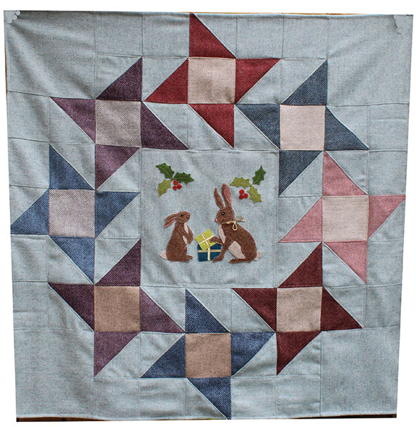 Joyful Hare, Christmas Lap Quilt Throw Sewing Pattern