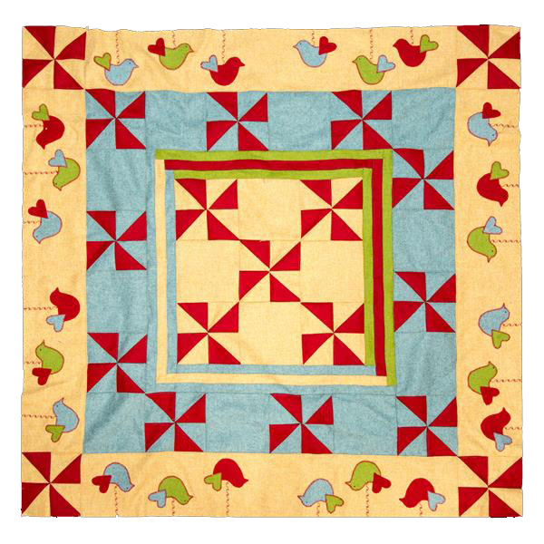 Dickie Birds and Pinwheels patchwork Quilt, Sewing Pattern